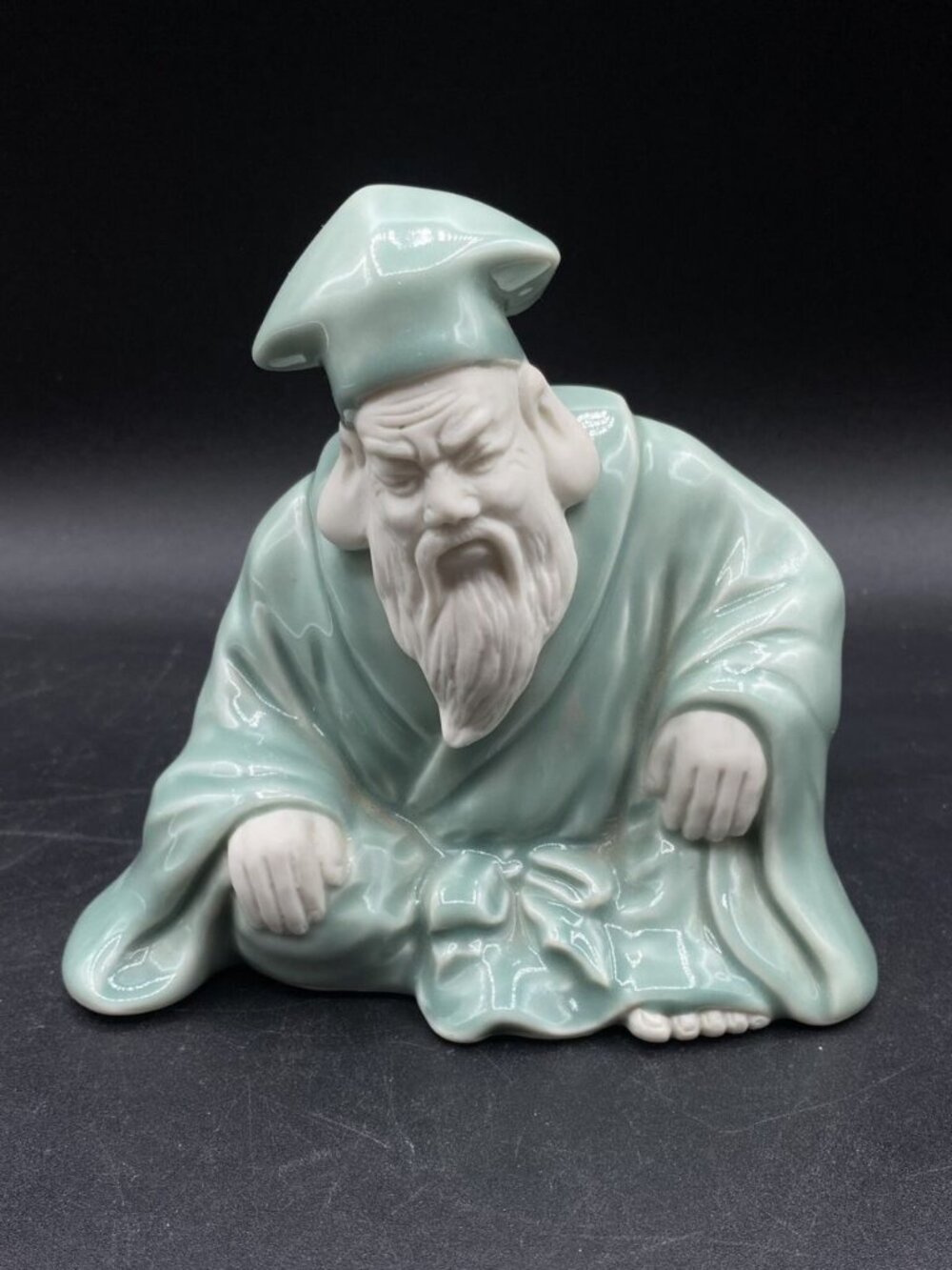 Japanese Ceramic Mudman Monk Buddha Figure Decor Made in Japan